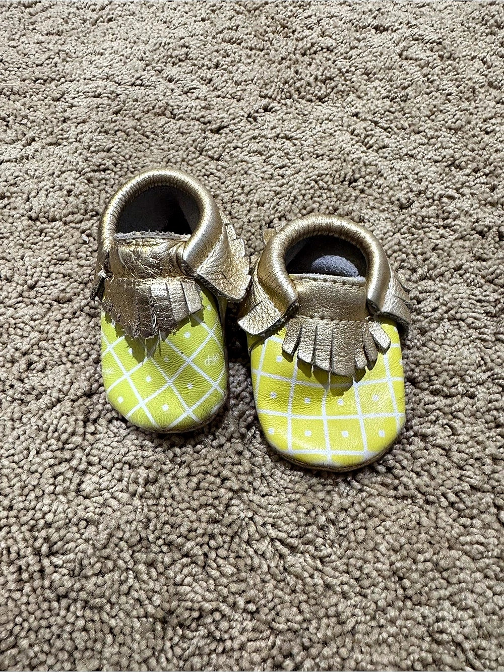 Freshly Picked Pineapple Soft Sole Moccasins Yellow & Gold